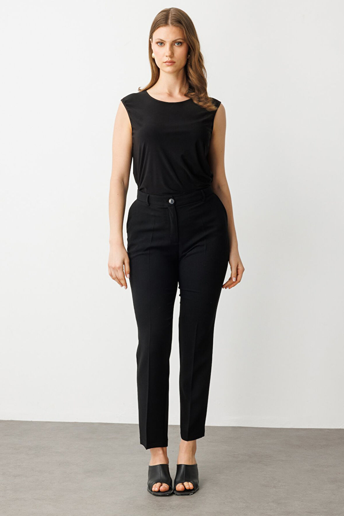 Ekol Kadın Büyük Beden Yan Cep Dar Paça Pantolon 4986 Siyah