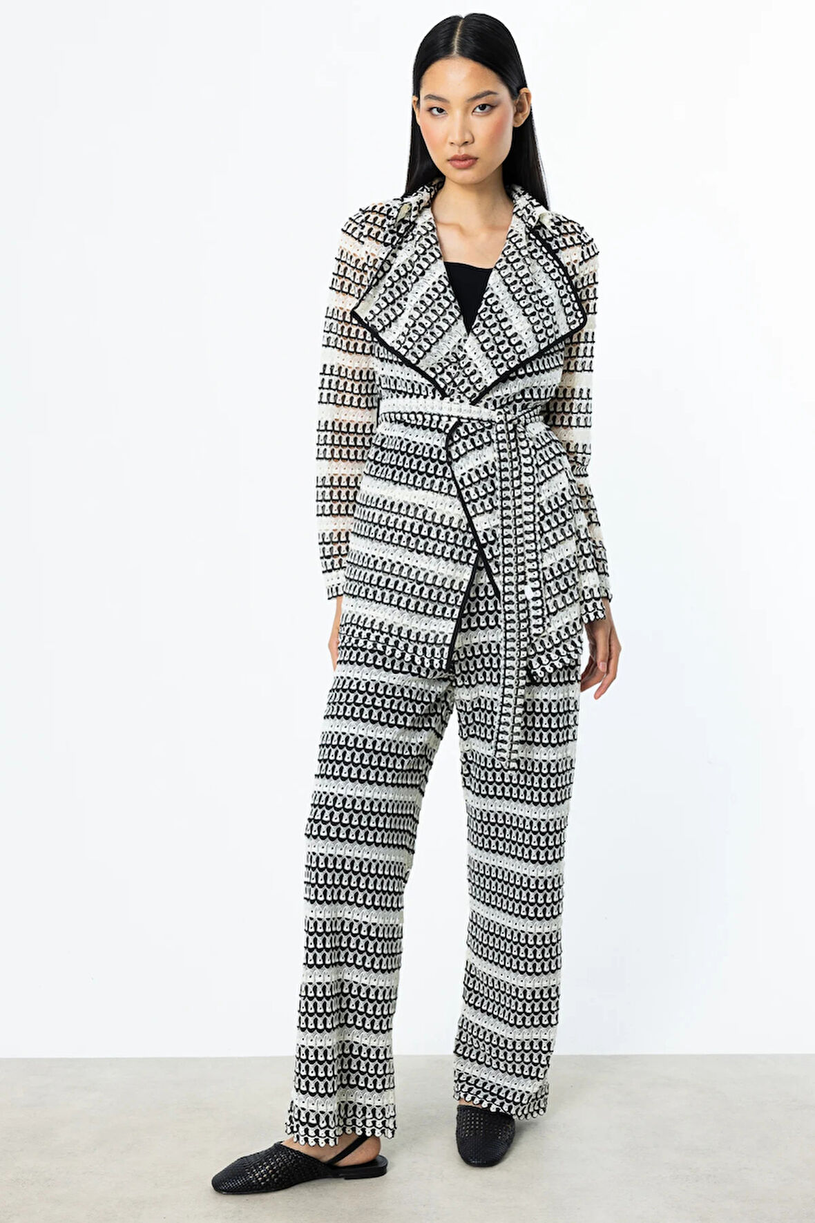 Ekol Kadın Beli Lastikli Dantelli Bol Paça Pantolon 4294 Siyah