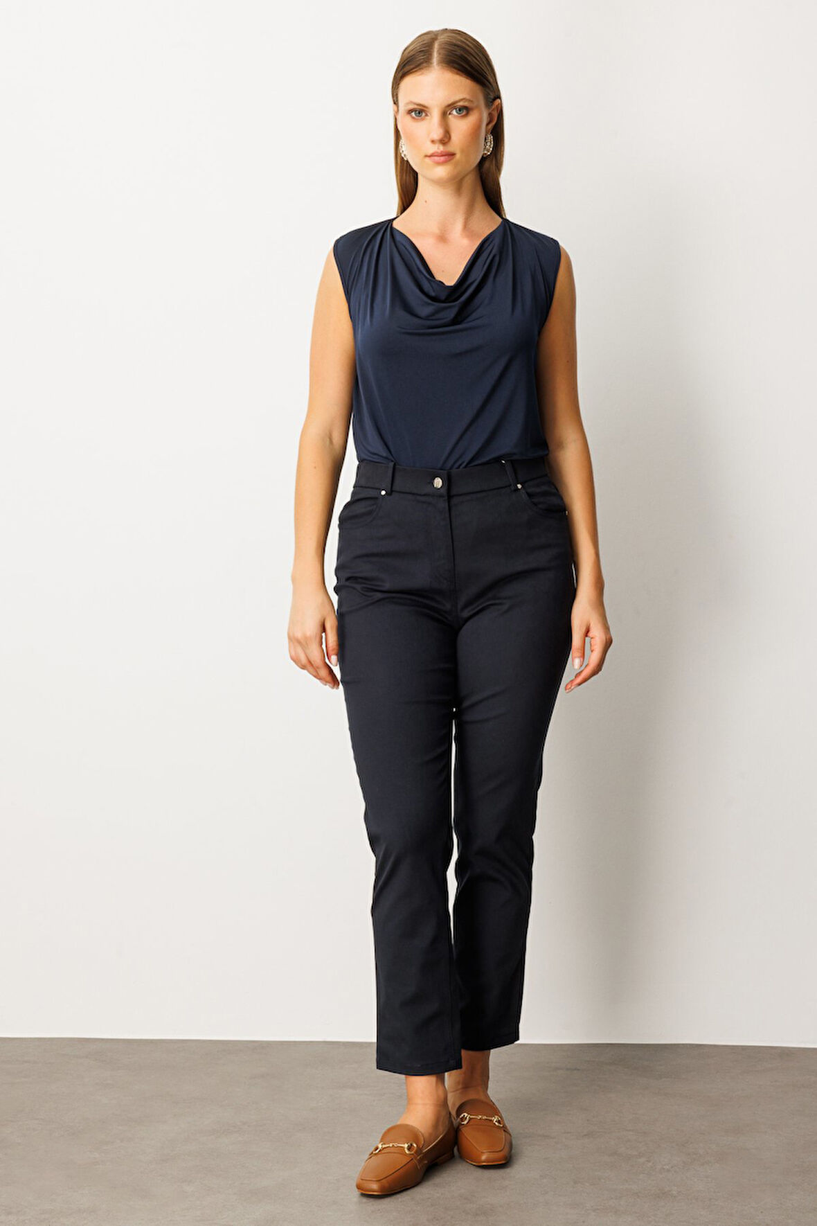 Ekol Kadın Büyük Beden Dar Paça Pantolon 1063 Lacivert