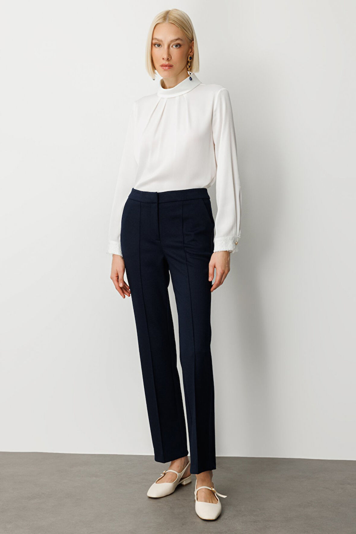 Ekol Kadın Düşük Bel Boru Paça Pantolon 5143 Lacivert