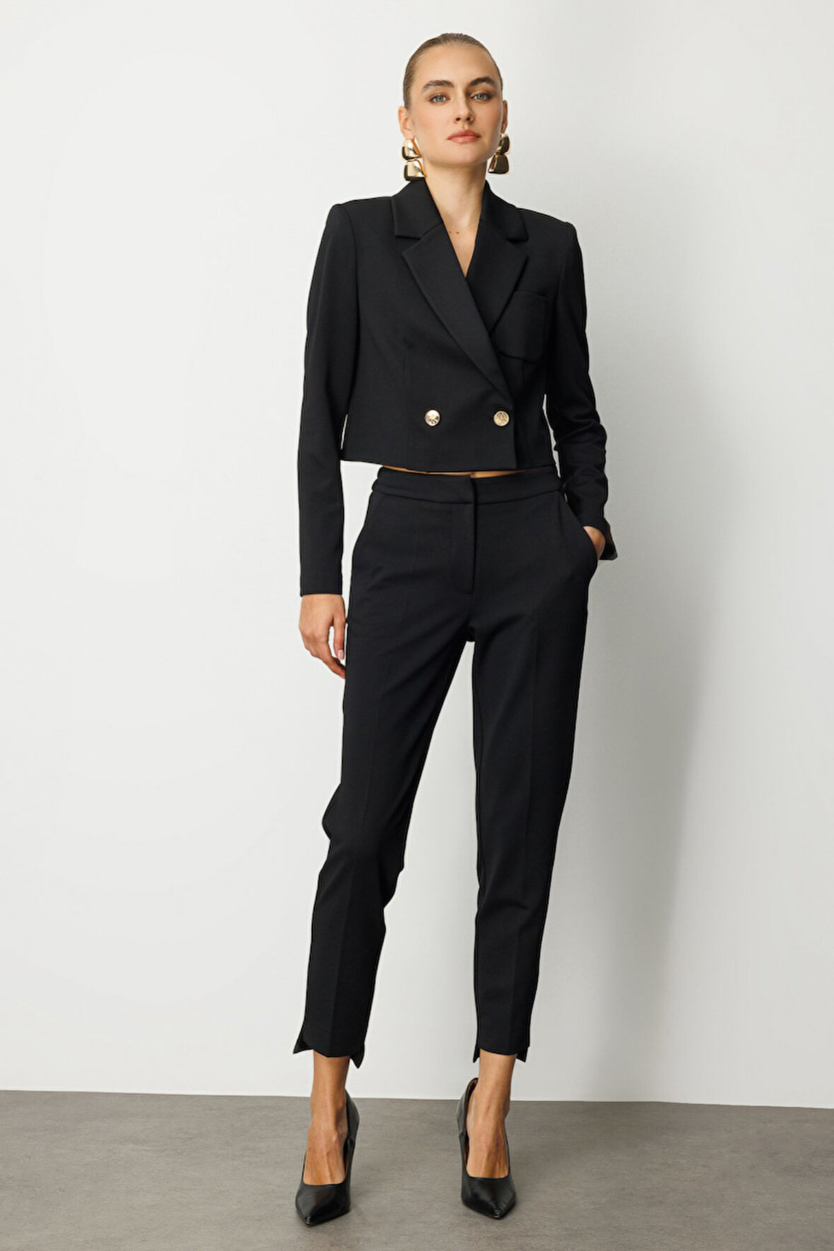 Ekol Kadın Beli Lastikli Dar Paça Pantolon 5031 Siyah