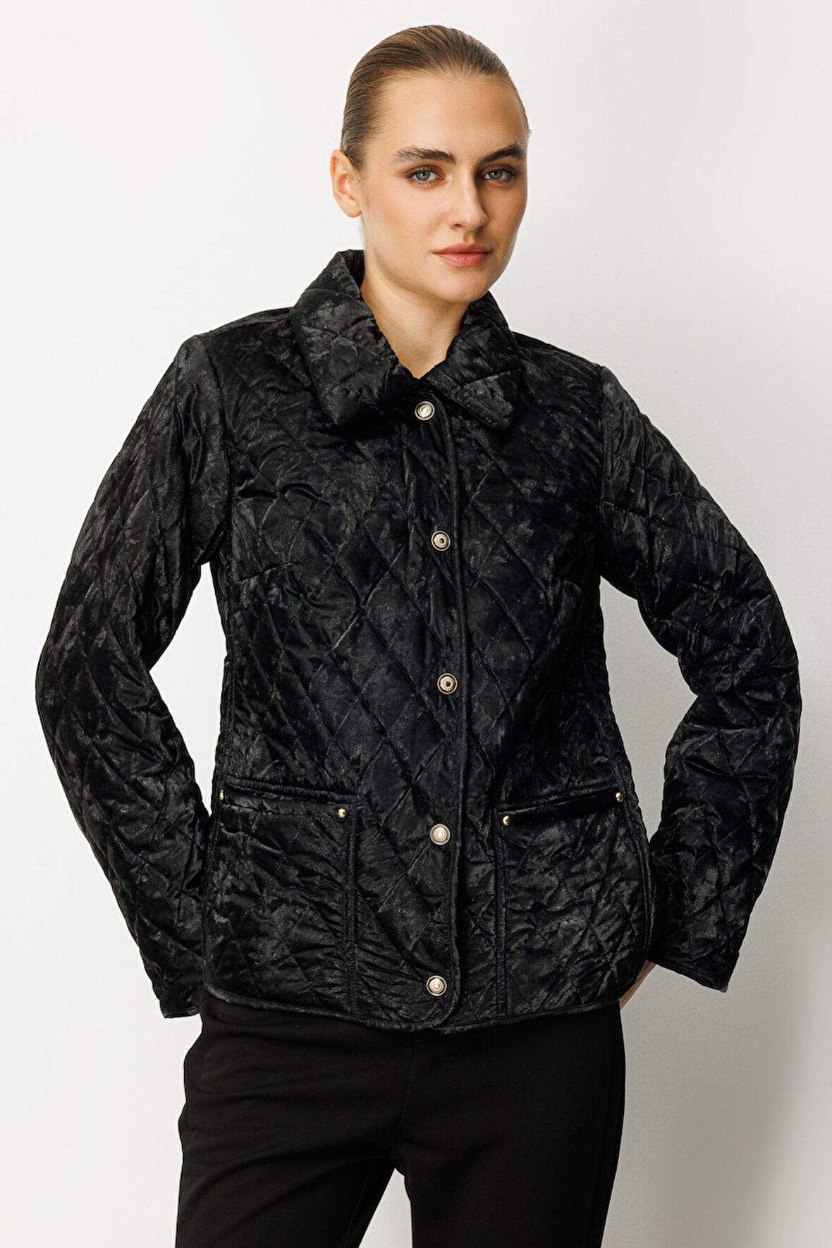 Ekol Kadın İçi Polarlı Kapitone Mont 6603 Siyah