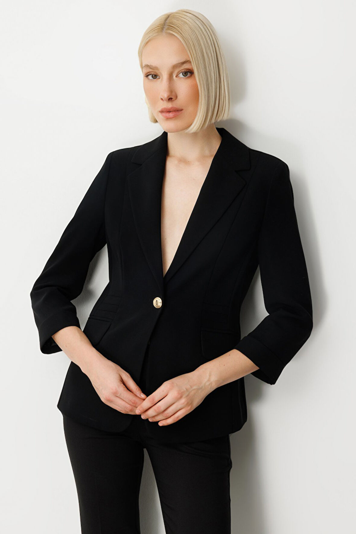 Ekol Kadın Kapak Cepli Duble Kol Ceket 5203 Siyah