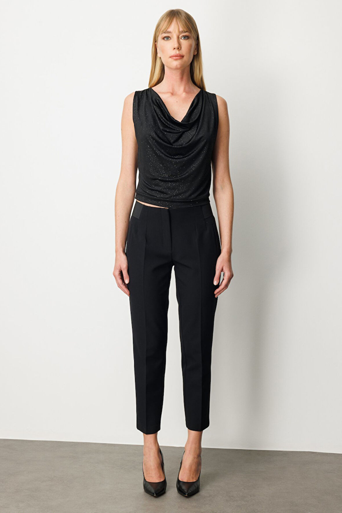 Ekol Kadın Beli Kalın Lastikli Dar Paça Pantolon 1109 Siyah