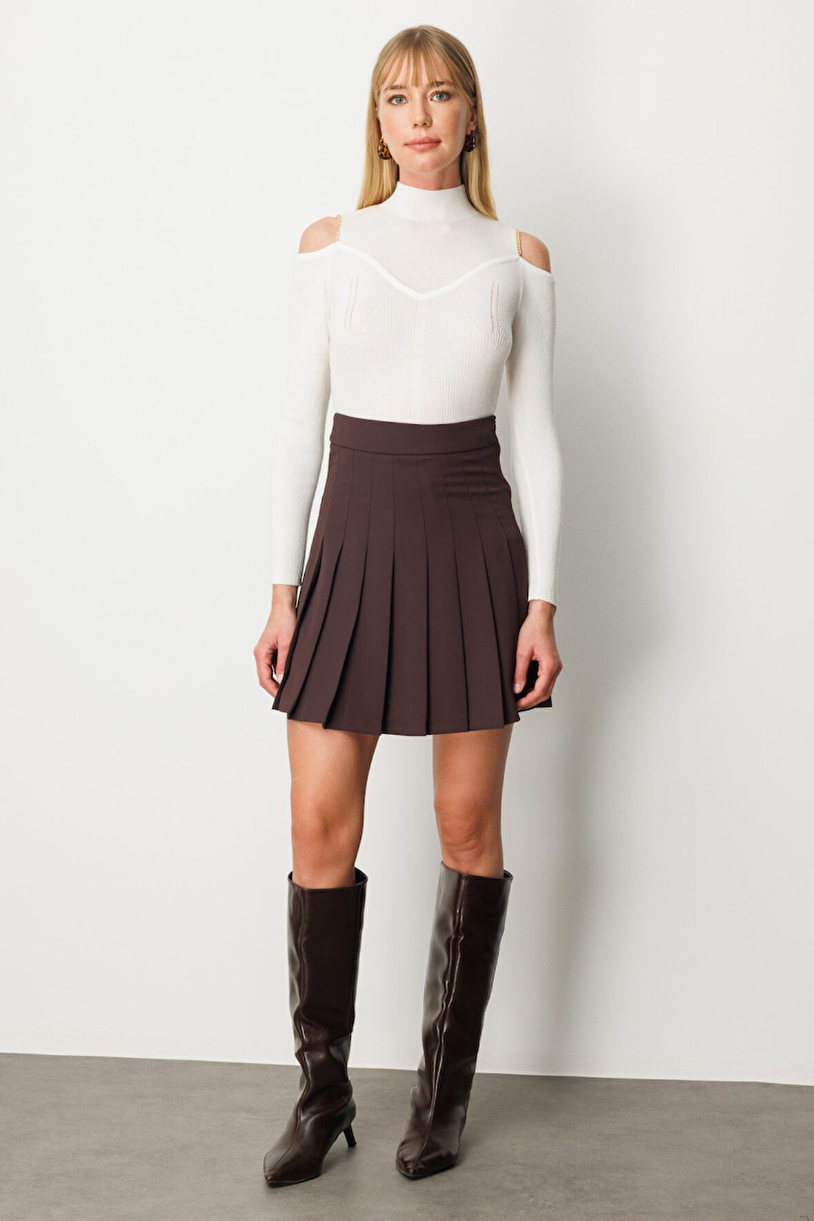 Ekol Kadın Piliseli Tenis Etek 2005 Kahverengi