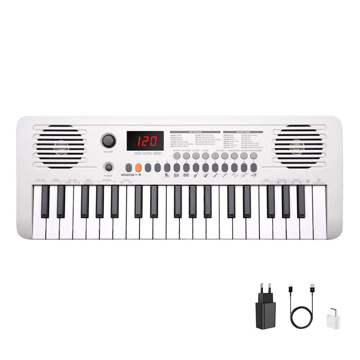 Jwin Sapphire MK-1537 37 Tuşlu Org (Adaptör Hediye)-Beyaz