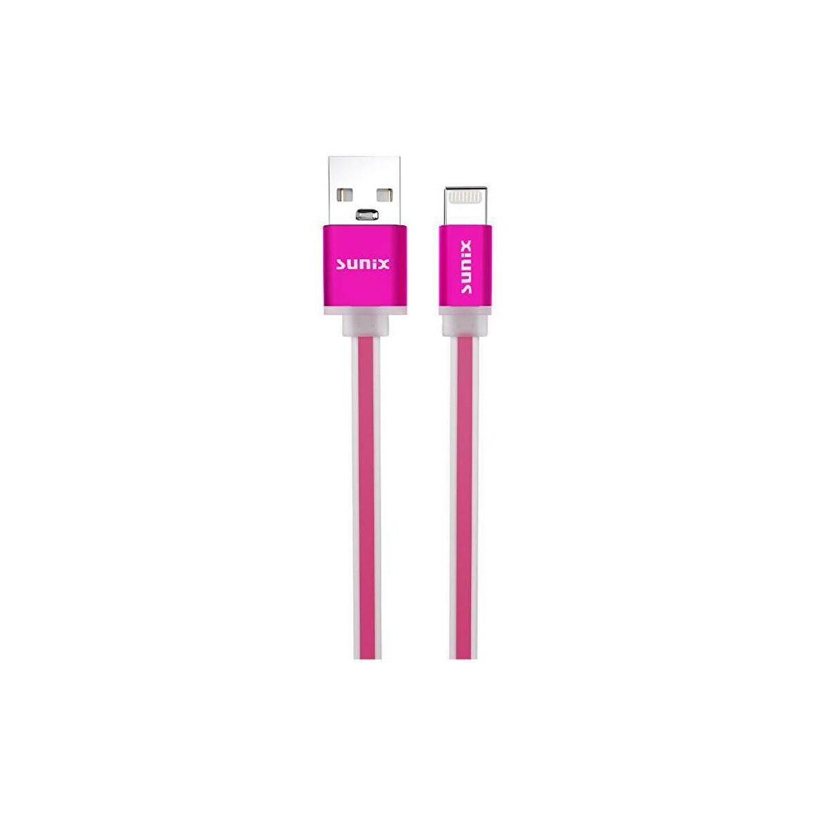 Sunix 3A Soft Kablo Lightning Şarj ve Data Kablosu Pembe SC-03