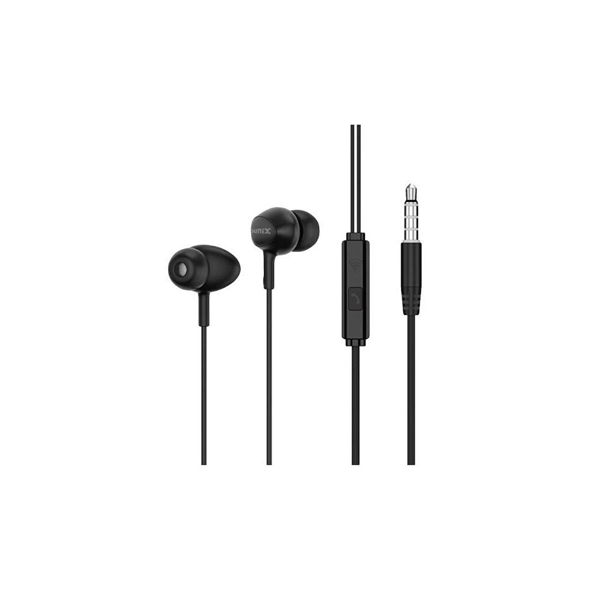 Sunix Stereo Mikrofonlu 3.5mm Kulak İçi Kablolu Kulaklık Siyah SX-16