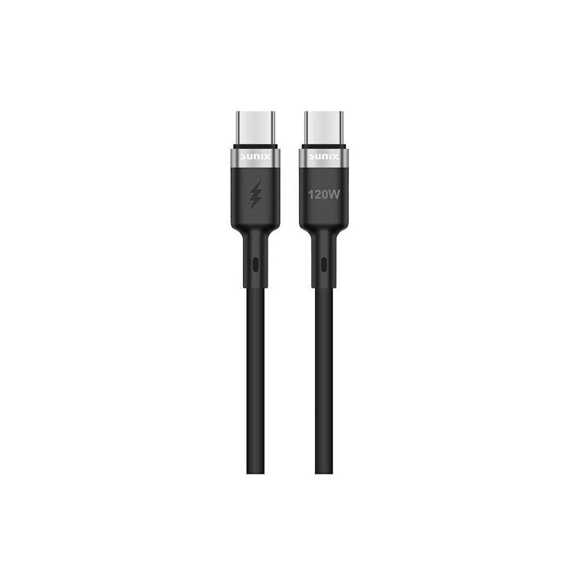Sunix 120W USB-C / Type-C Şarj ve Data Kablosu Siyah SC-120