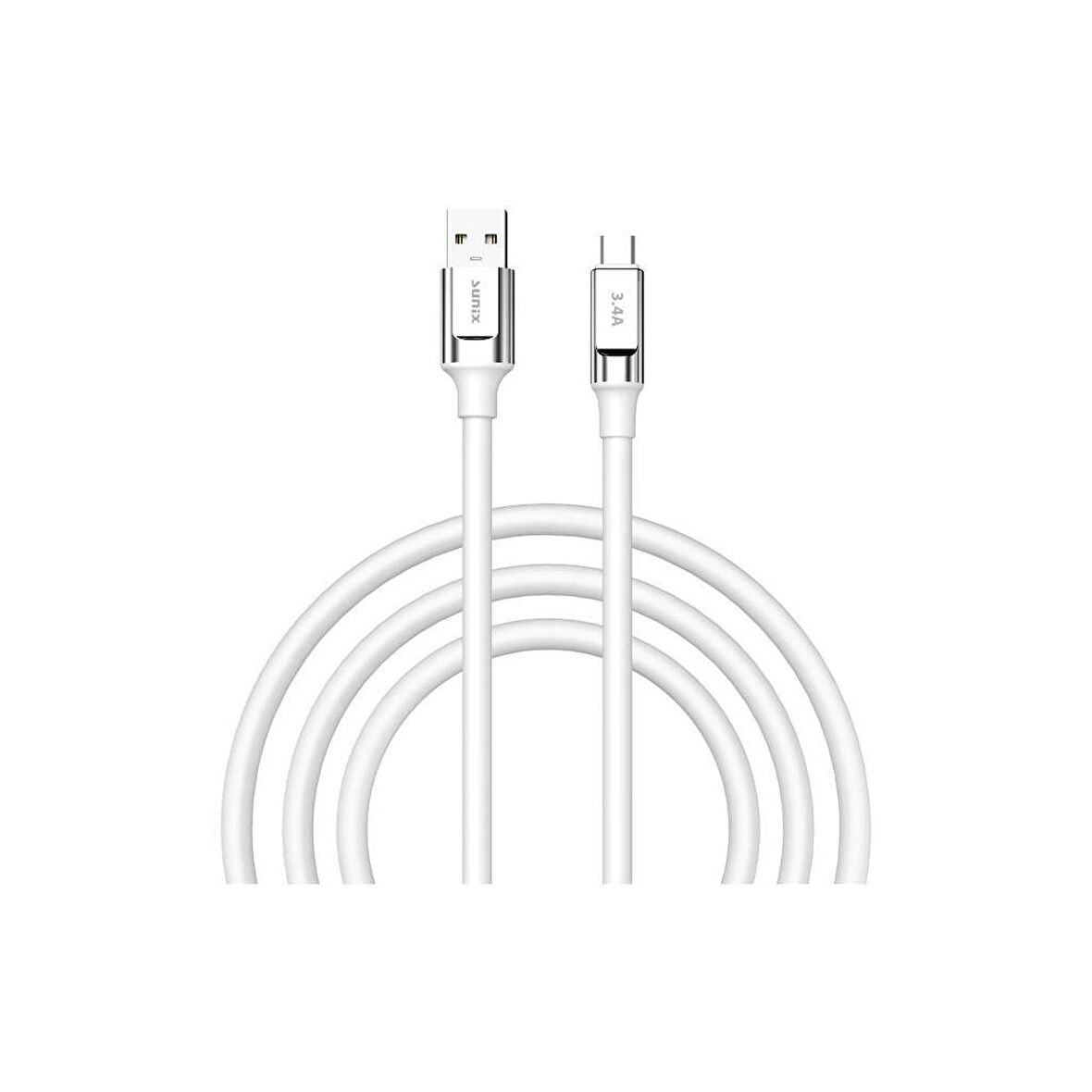 Sunix 3.4A Type-C Şarj ve Data Kablosu Beyaz SC-65