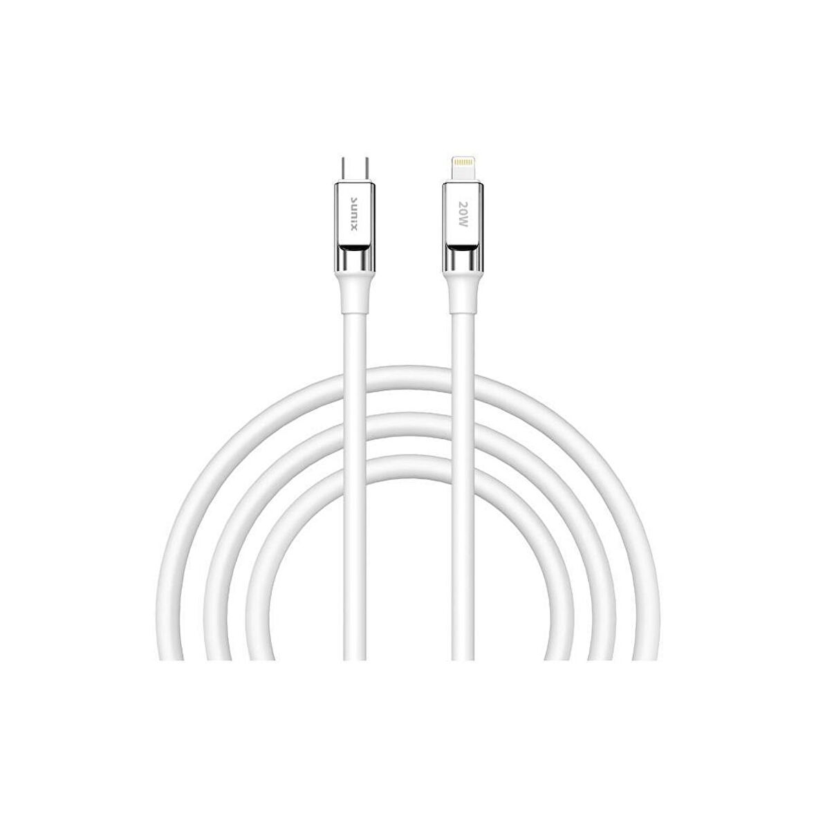 Sunix 20W  USB-C Lightning Şarj ve Data Kablosu Beyaz SC-67