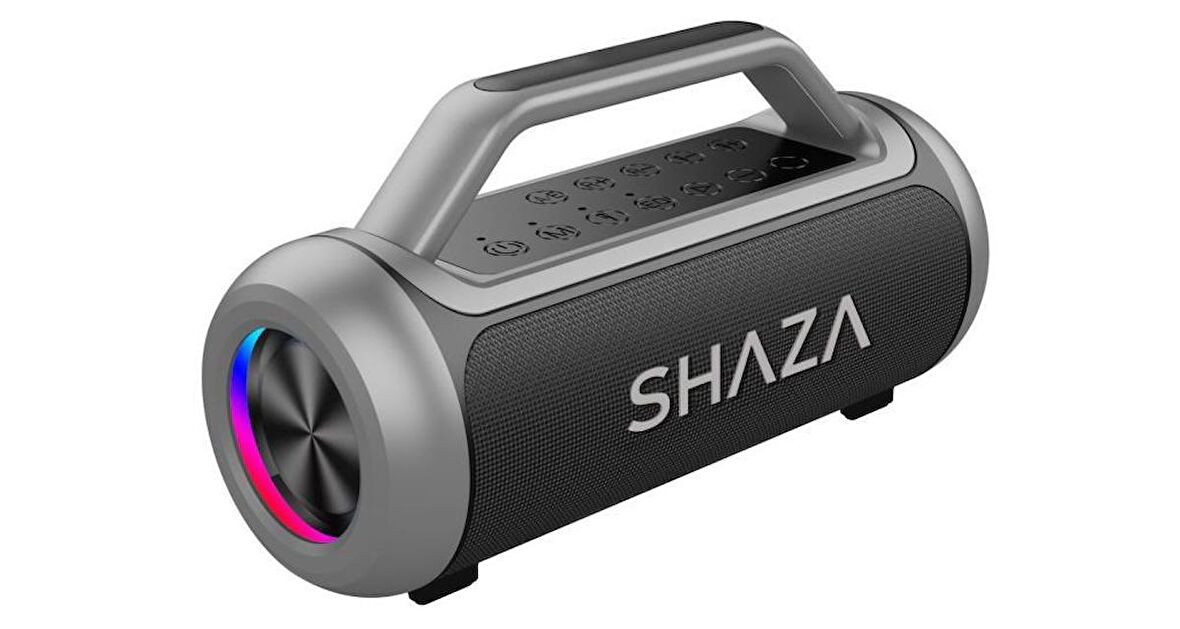 Shaza 80W Kablosuz Çift Mikrofon Dahili DSP RGB Ledli Bluetooth Hoparlör SS4503/GR