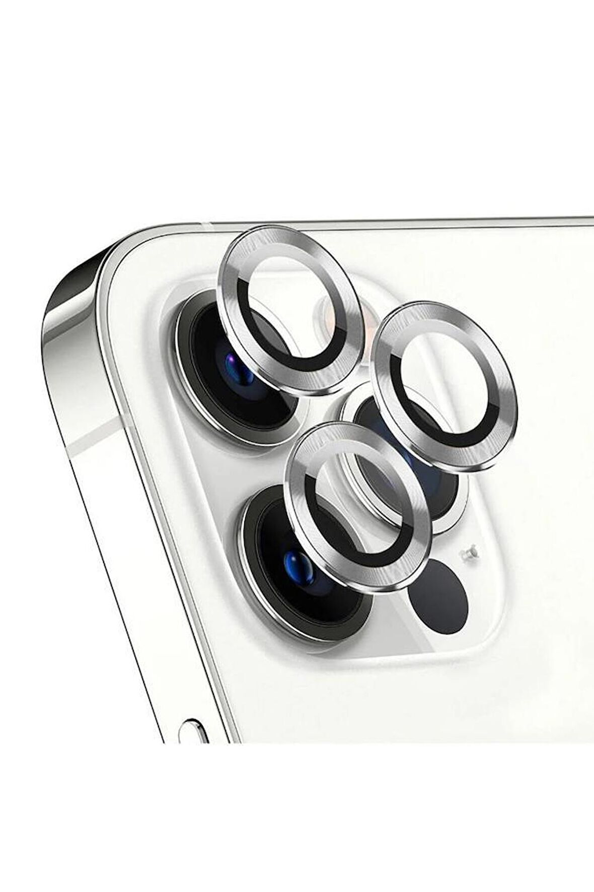 SHAZA Iphone 14 Pro / 14 Pro Max İle Uyumlu Darbeye Dayanıklı Mekanizmalı Safir Kamera Lens Koruyucu Beyaz