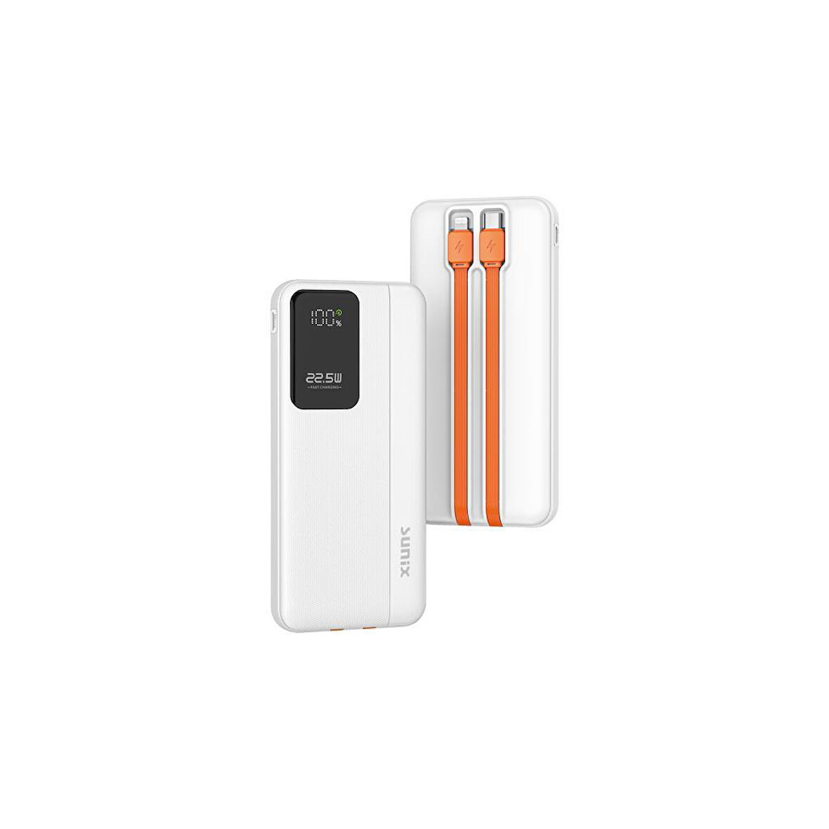 Sunix 10.000 Mah 22.5W Süper Hızlı Kendinden Kablolu Powerbank Beyaz PB-145