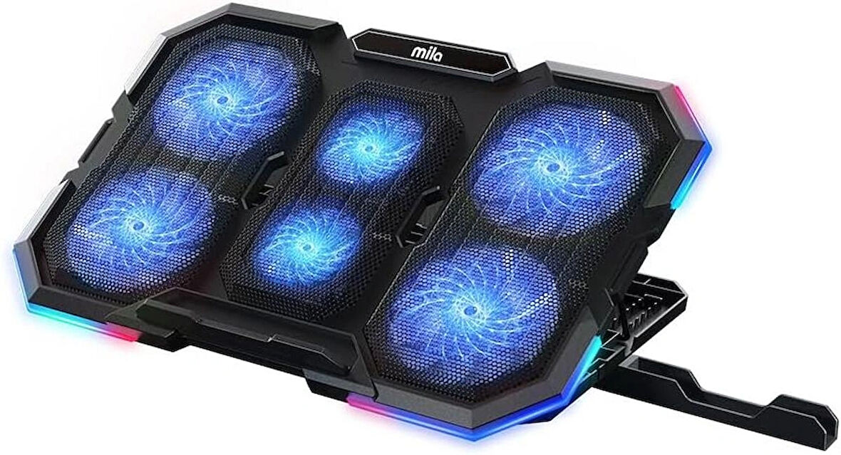 Classone Mila Serisi M6 R-TYPE 13-17 inch Uyumlu 2200 RPM, RGB Işıklı, 6 Fan, Telefon Stand, 2 USB Notebook Soğutucu Stand