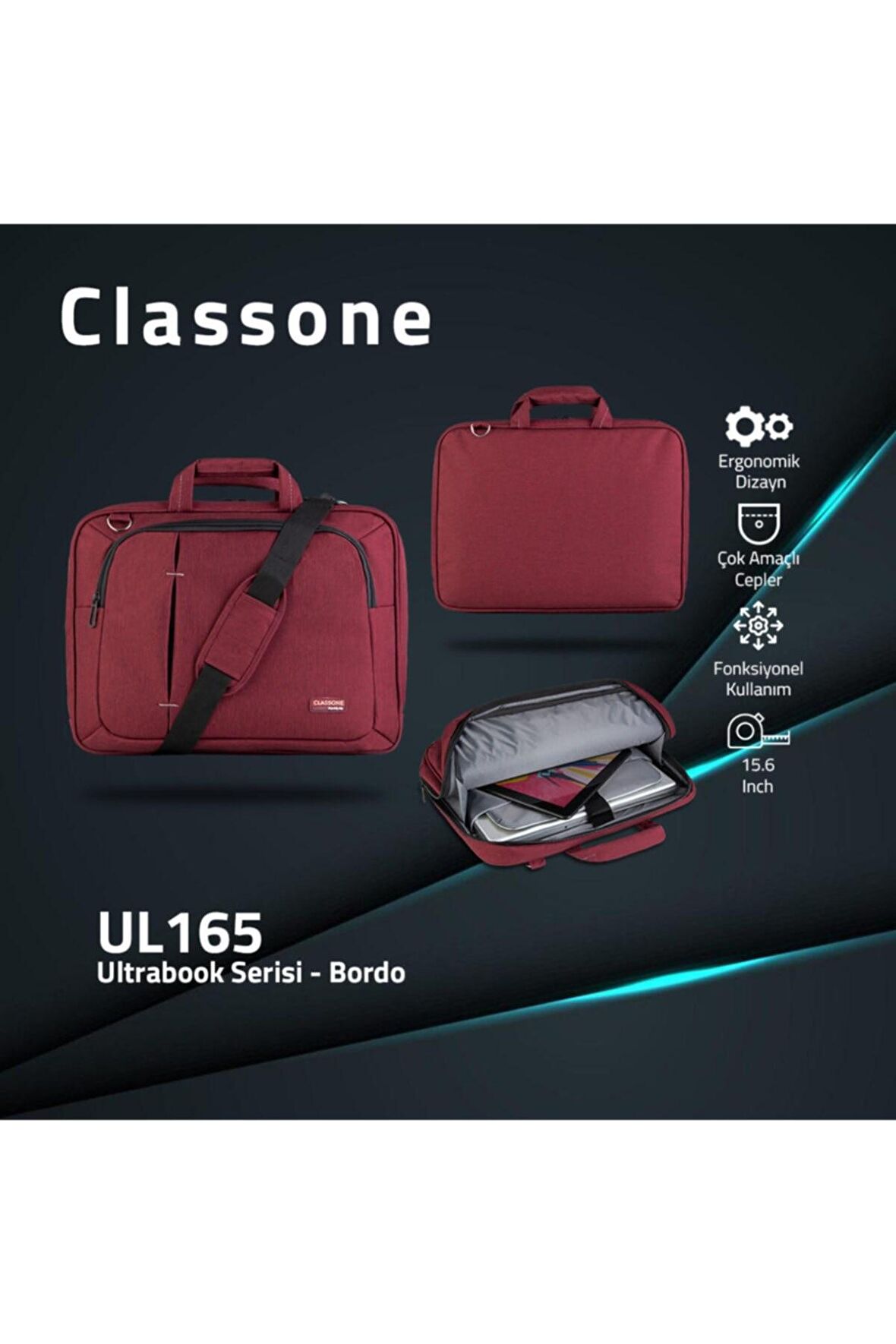 Classone UL165 15,6" Notebook El Çantası-Bordo