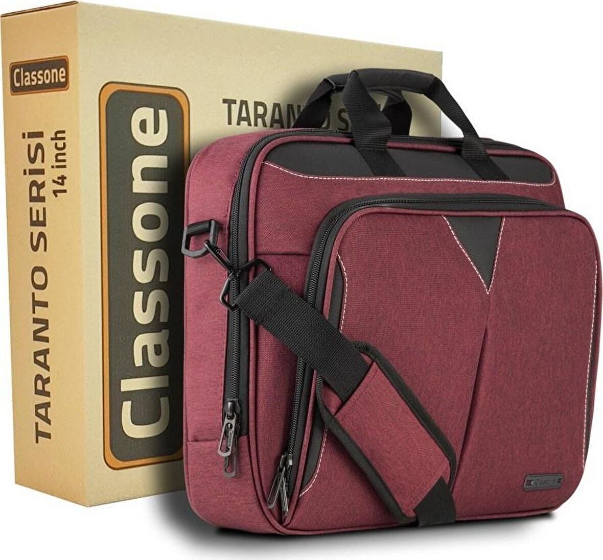 Classone Taranto VP3405 14" Su geçirmez kumaş ,Notebook,Laptop Çantası-Bordo