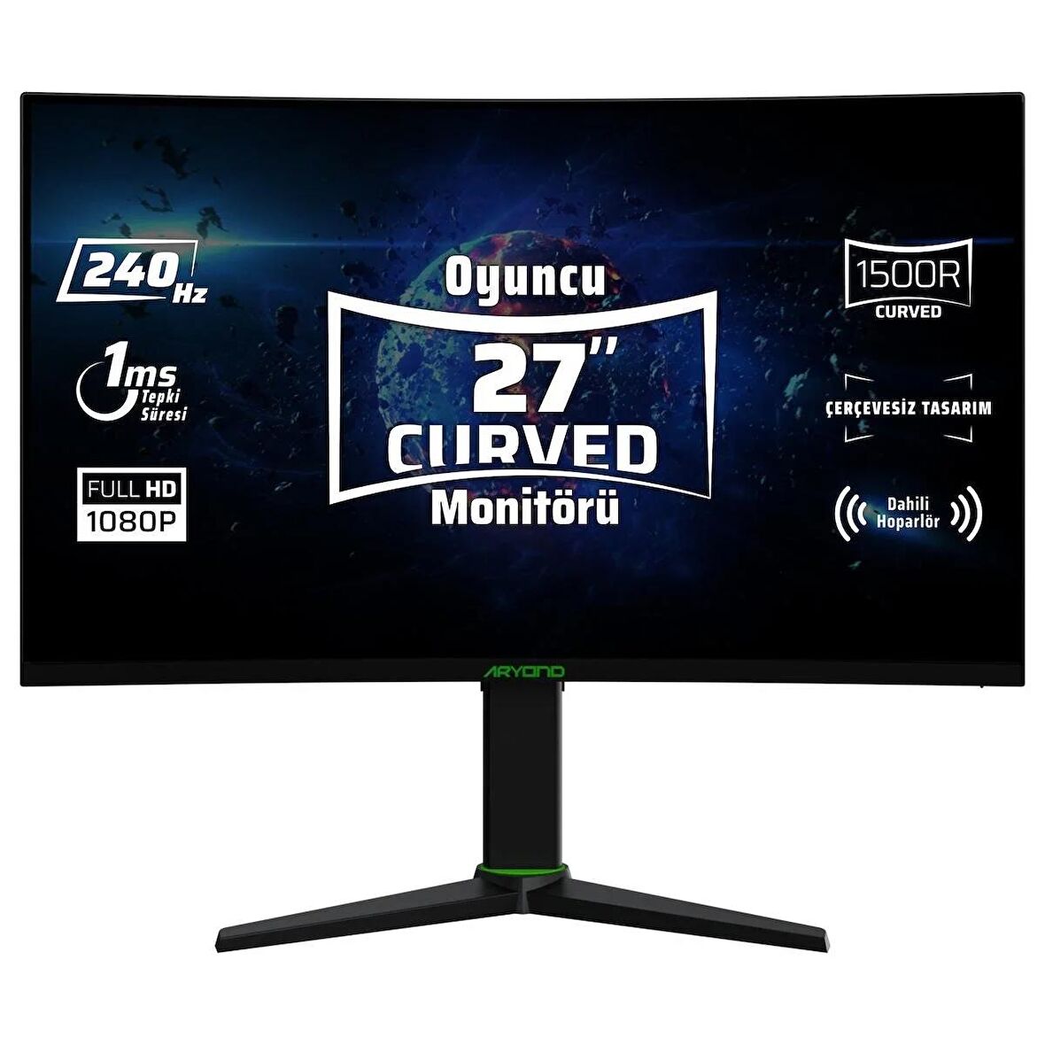 Monster Aryond A27 V1.2 27" 240Hz 1 ms Full HD G-Sync FreeSync Curved Pivot Hoparlörlü Oyuncu Monitörü