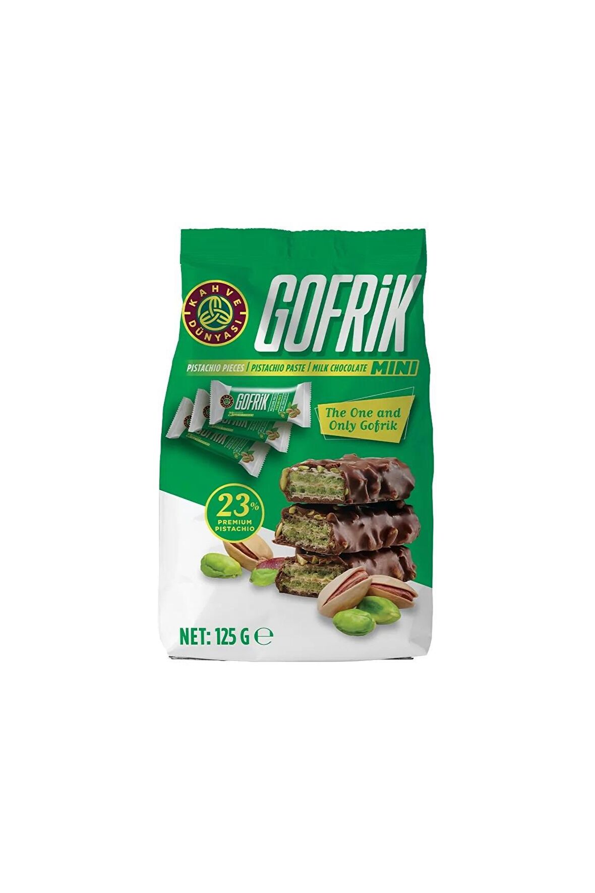 Kahve Dünyası Mini Gofrik Antep Fıstıklı Poşet Çikolata 125 gr