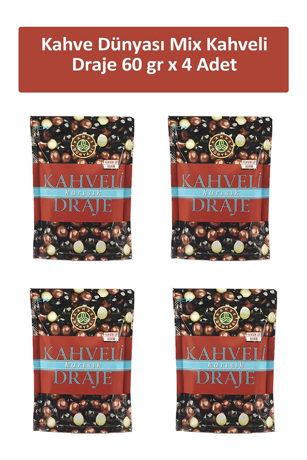 Kahve Dünyası KAHVELİ KARIŞIK DRAJE 60 GR x 4 Adet