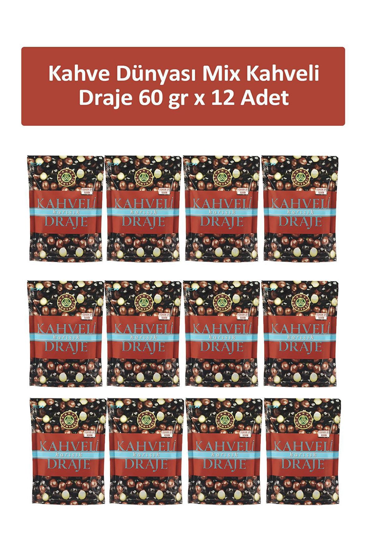 Kahve Dünyası KAHVELİ KARIŞIK DRAJE 60 GR x 12 Adet