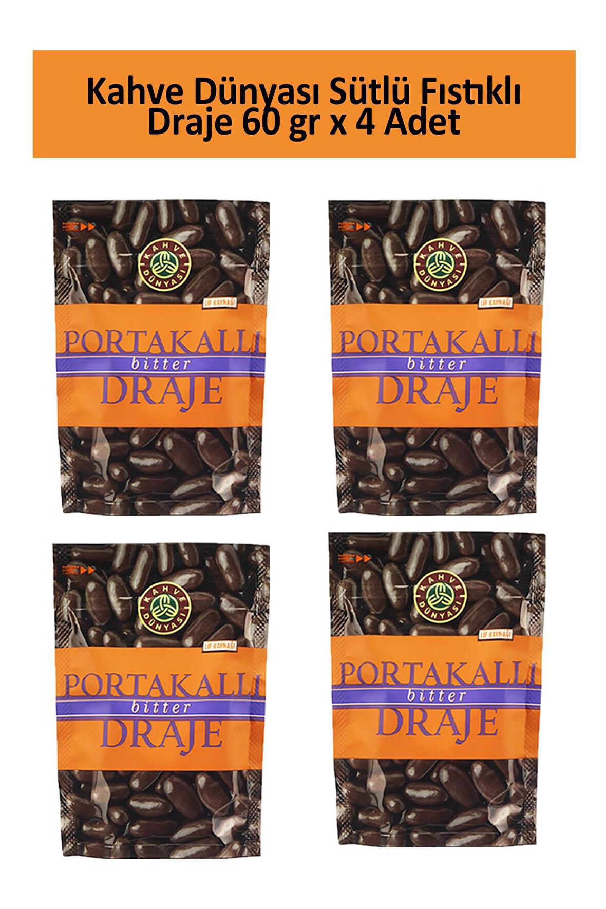 Kahve Dünyası PORTAKALLI BİTTER DRAJE 60 GR x 4 Adet