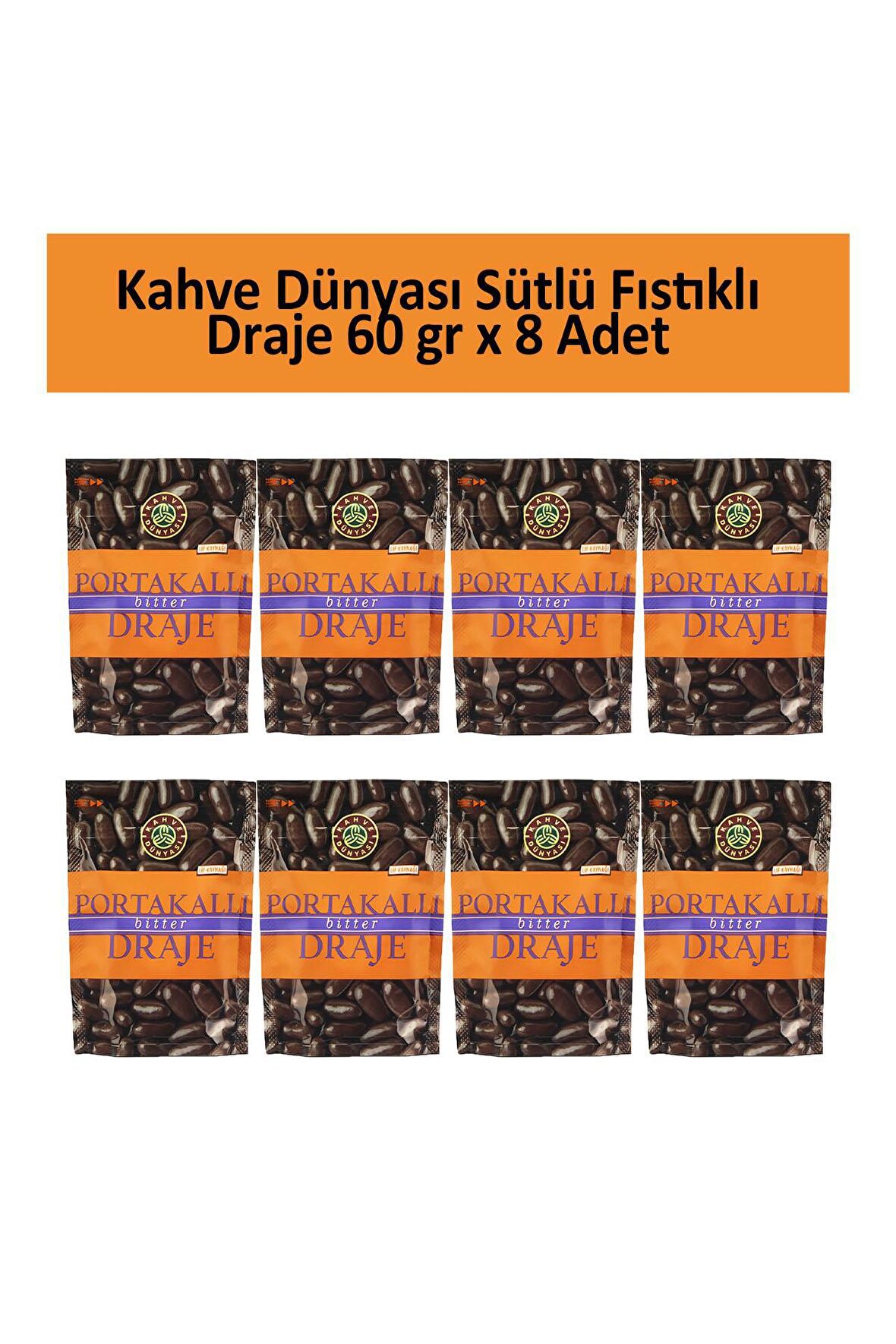 Kahve Dünyası PORTAKALLI BİTTER DRAJE 60 GR x 8 Adet