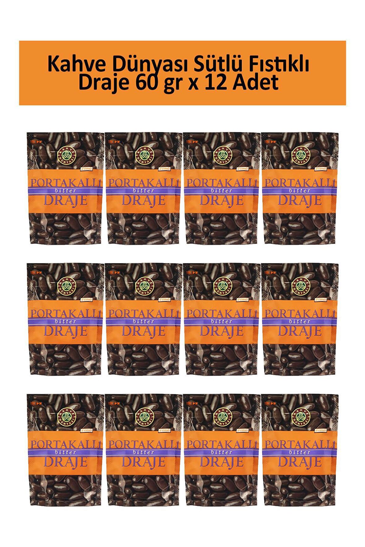 Kahve Dünyası PORTAKALLI BİTTER DRAJE 60 GR x 12 Adet