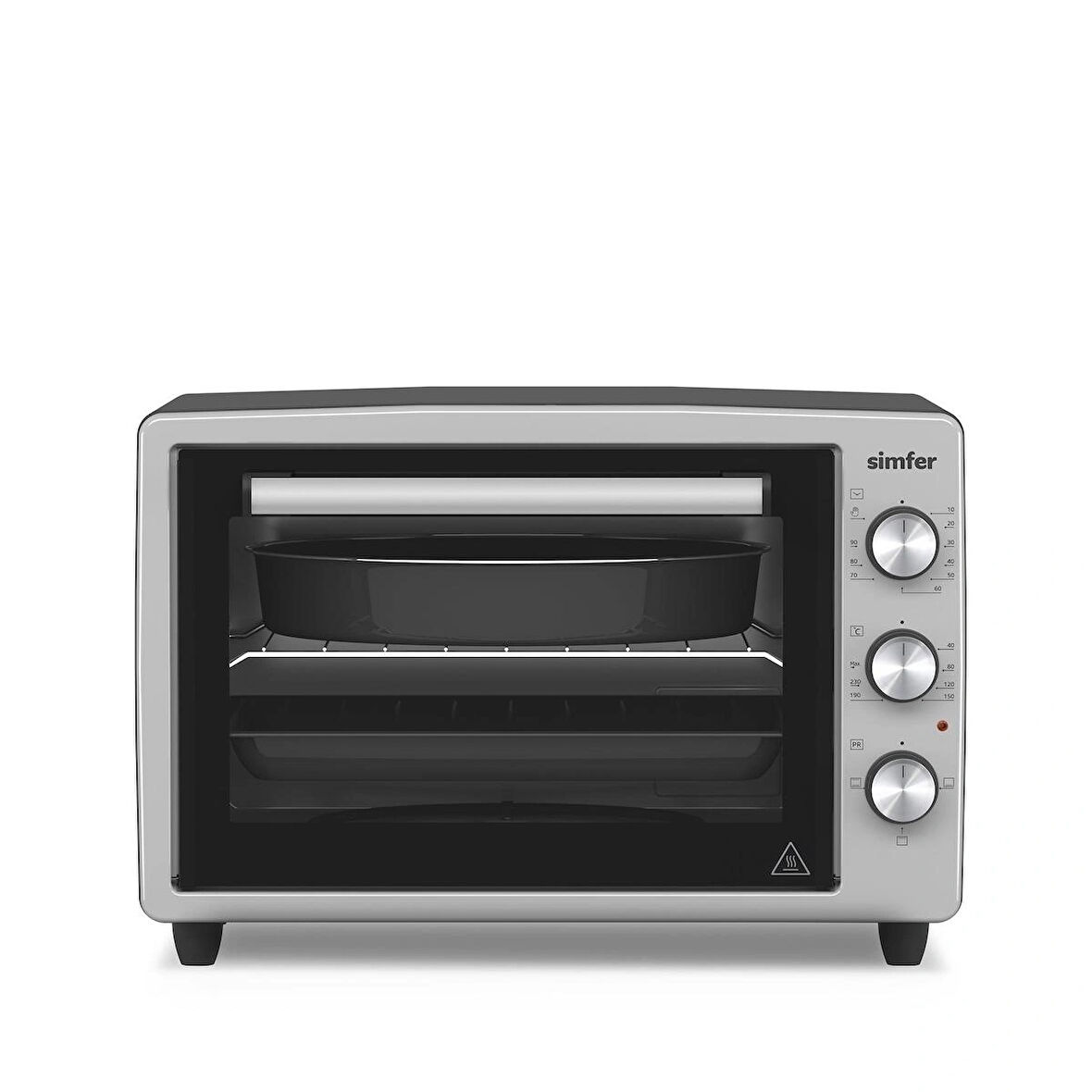 Simfer 3426 İnox Gri 34 LT Statik Mini/Midi Fırın - 4 Fonksiyon, Programlanabilir Pişirme & Isı Kontrol