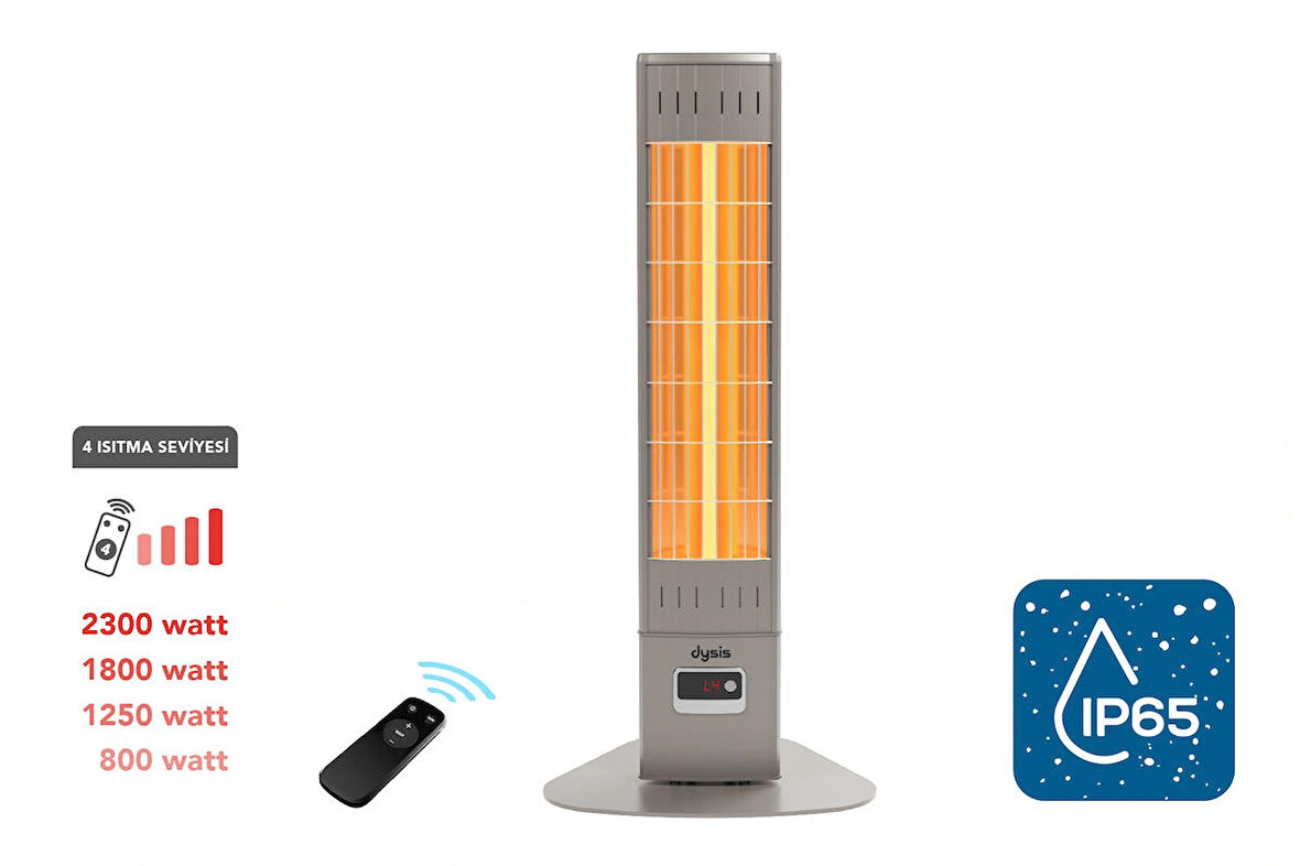 Single X Karbon Serisi IP65 Suya-Toza Dayanıklı 2300 W Bej Uzaktan Kumandalı Dış Mekan Isıtıcı
