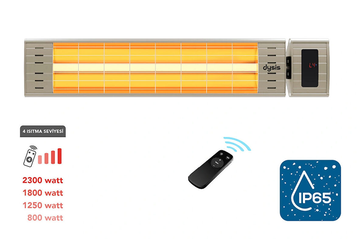 Art Plus Karbon Serisi IP65 Suya-Toza Dayanıklı 2300 W Bej Uzaktan Kumandalı Dış Mekan Isıtıcı