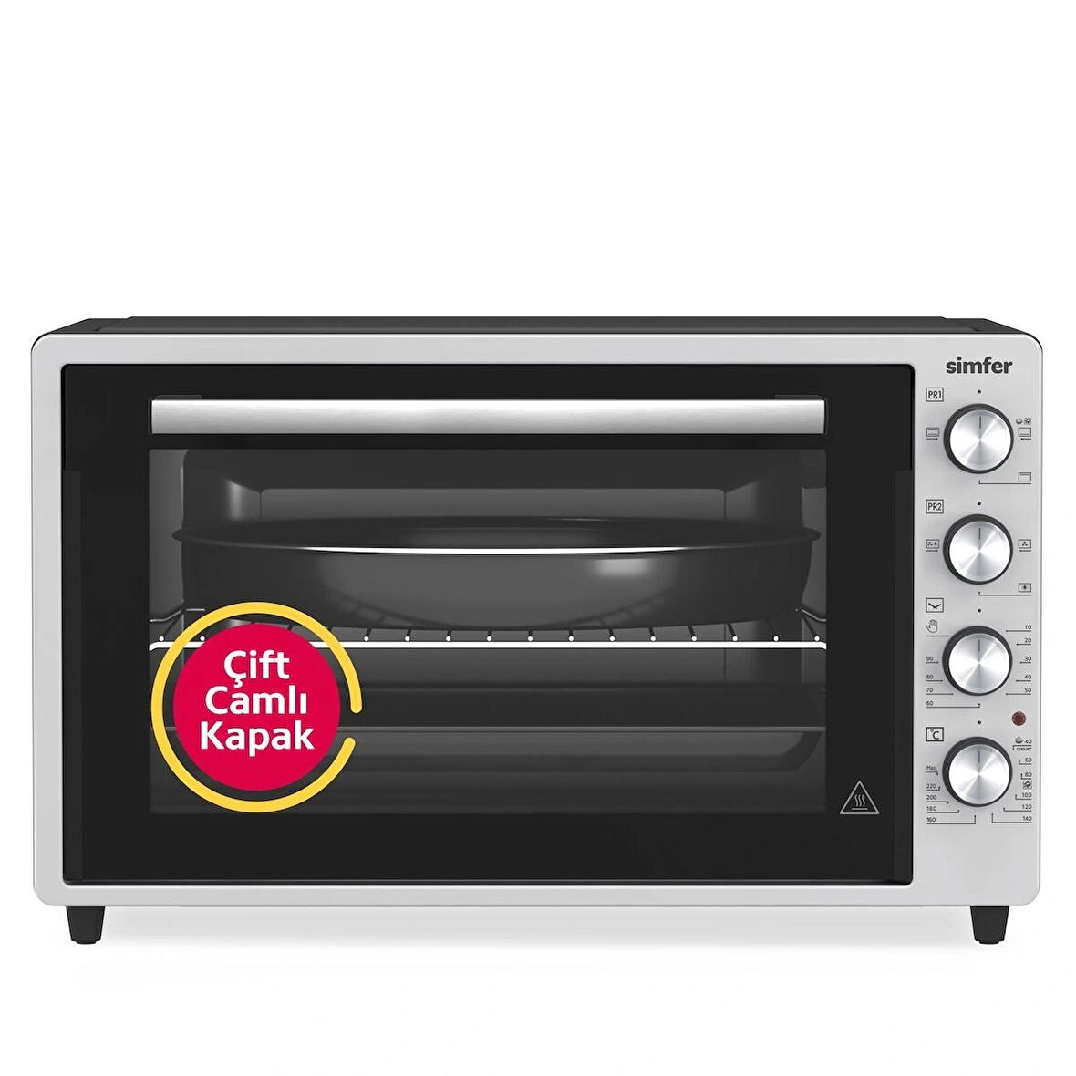 Simfer 7033 İnox Gri 70 LT Turbo Fan Mini/Midi Fırın - Multi Fonksiyon, Yoğurt Yapma, Buz Çözme & Çift Cam