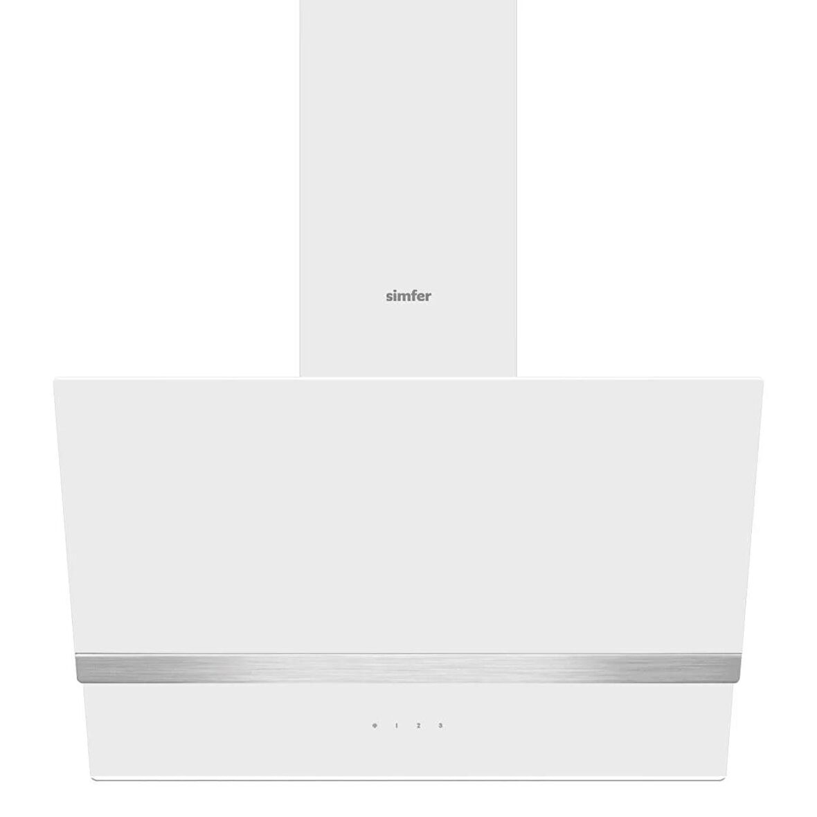 Simfer SD8739 60 Cm Premium Inox Dekorlu Beyaz Cam Davlumbaz
