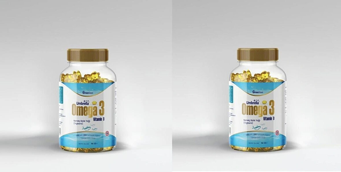 Green Store Umbrella Plus Omega 3 Norveç Balık Yağı 1300 mg 200 Kapsül 2 ADET