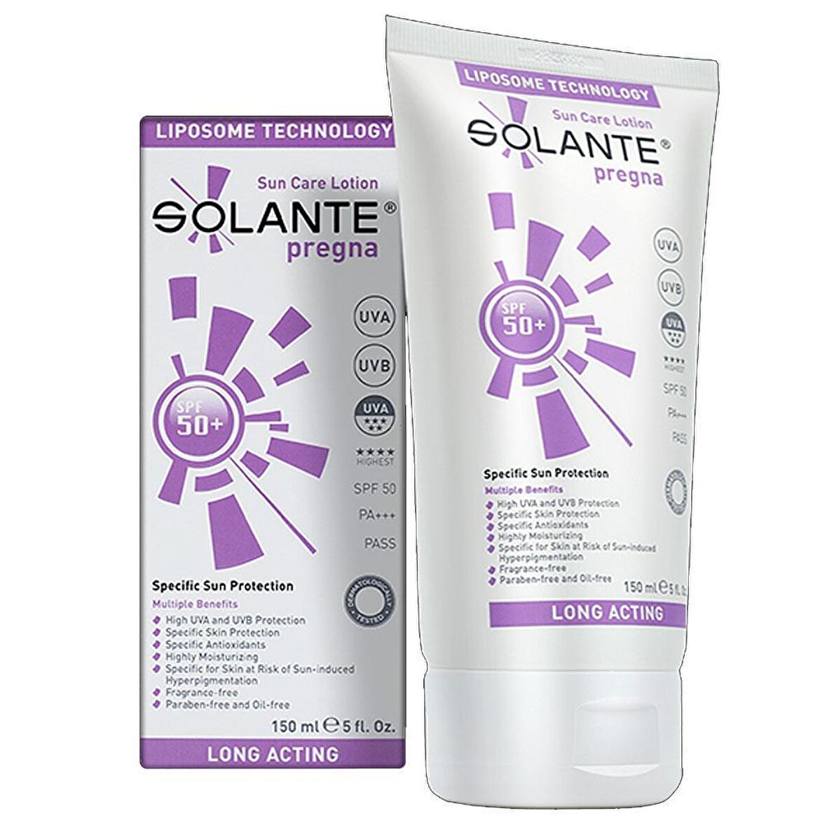 Solante Pregna 50+ Faktör Leke Karşıtı Tüm Cilt Tipleri İçin Renksiz Yüz Güneş Koruyucu Losyon 150 ml