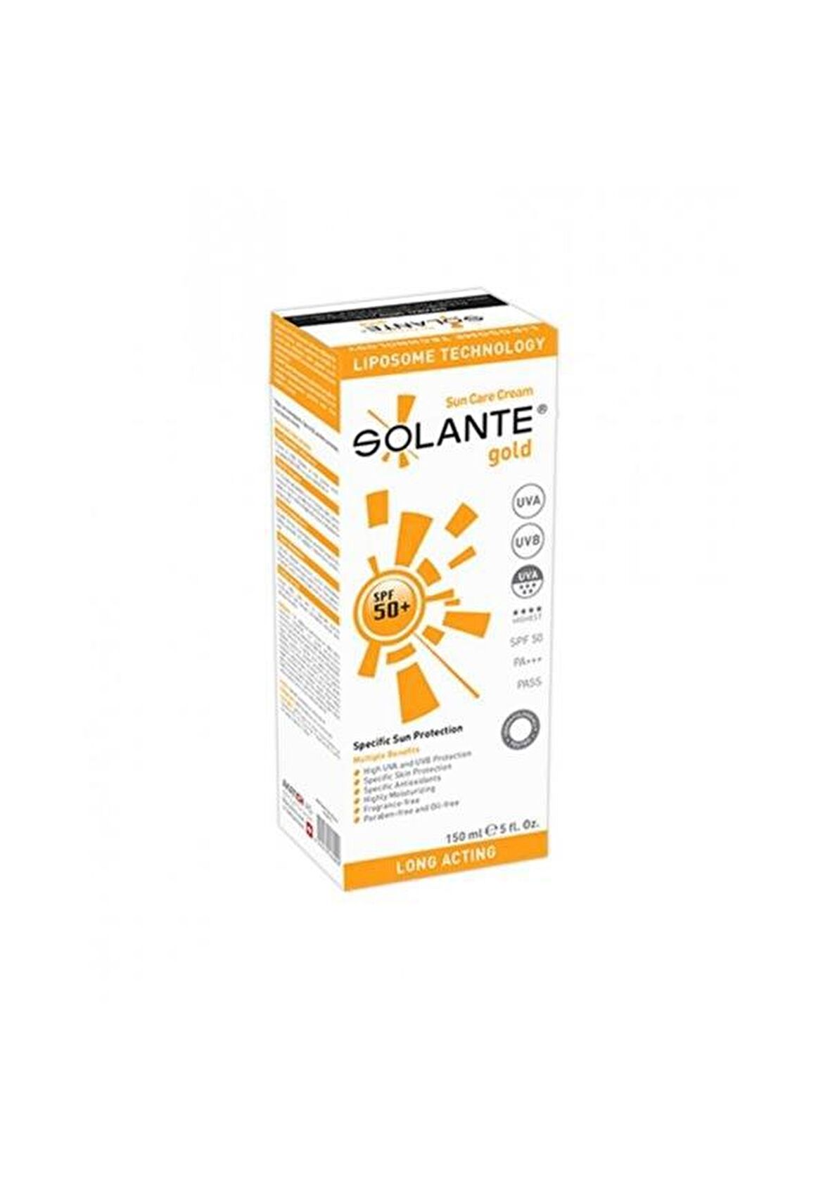 Solante Gold 50+ Faktör Nemlendirici Tüm Cilt Tipleri İçin Renksiz Yüz Güneş Koruyucu Krem 150 ml