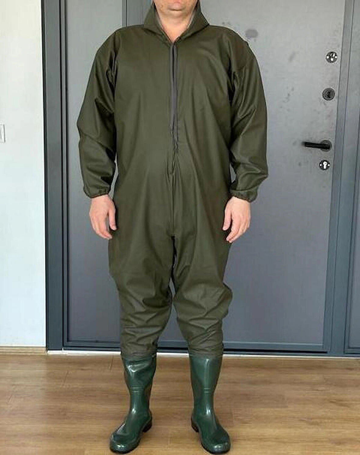 PVC MEBRAN Su Geçirmez Kapuşonlu, Çizmeli Boy Tulum