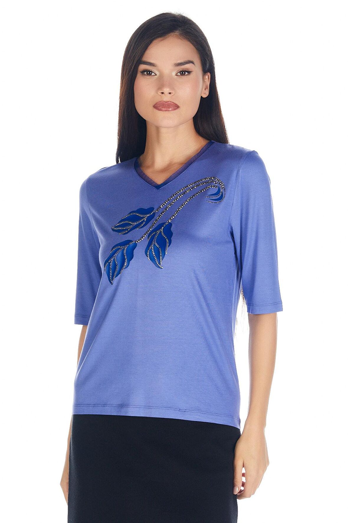Kadın Lale/tulip Viskoz-lycra T-shirt Bluz
