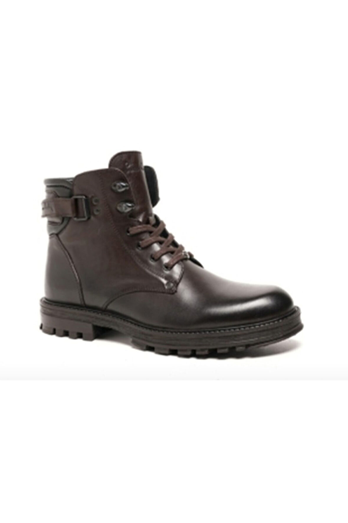77648 Kahverenği Kışlık Bağcıklı Fermuarlı Deri Erkek Bot