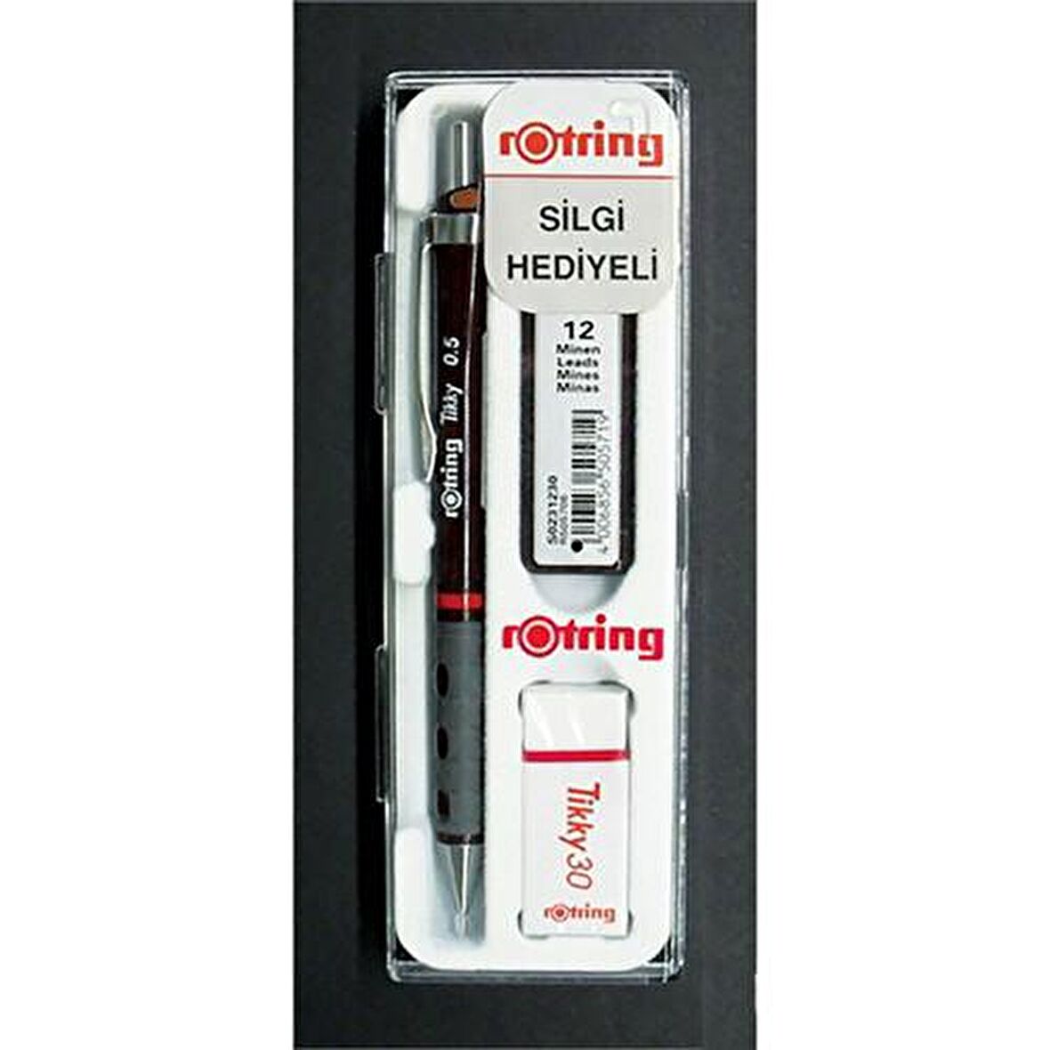 Rotring Tikky Okul Seti 0.5 mm Bordo Versatil Kalem + Silgi + Uç