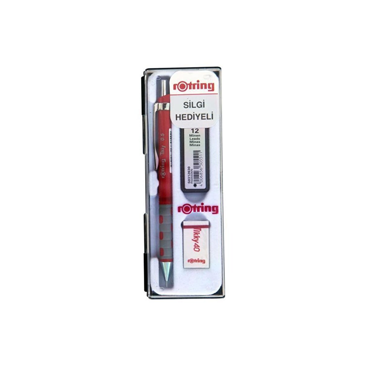Rotring Tikyy 0.5 Okul Seti Kırmızı Versatil+Silgi+Min Blister Kalem Set