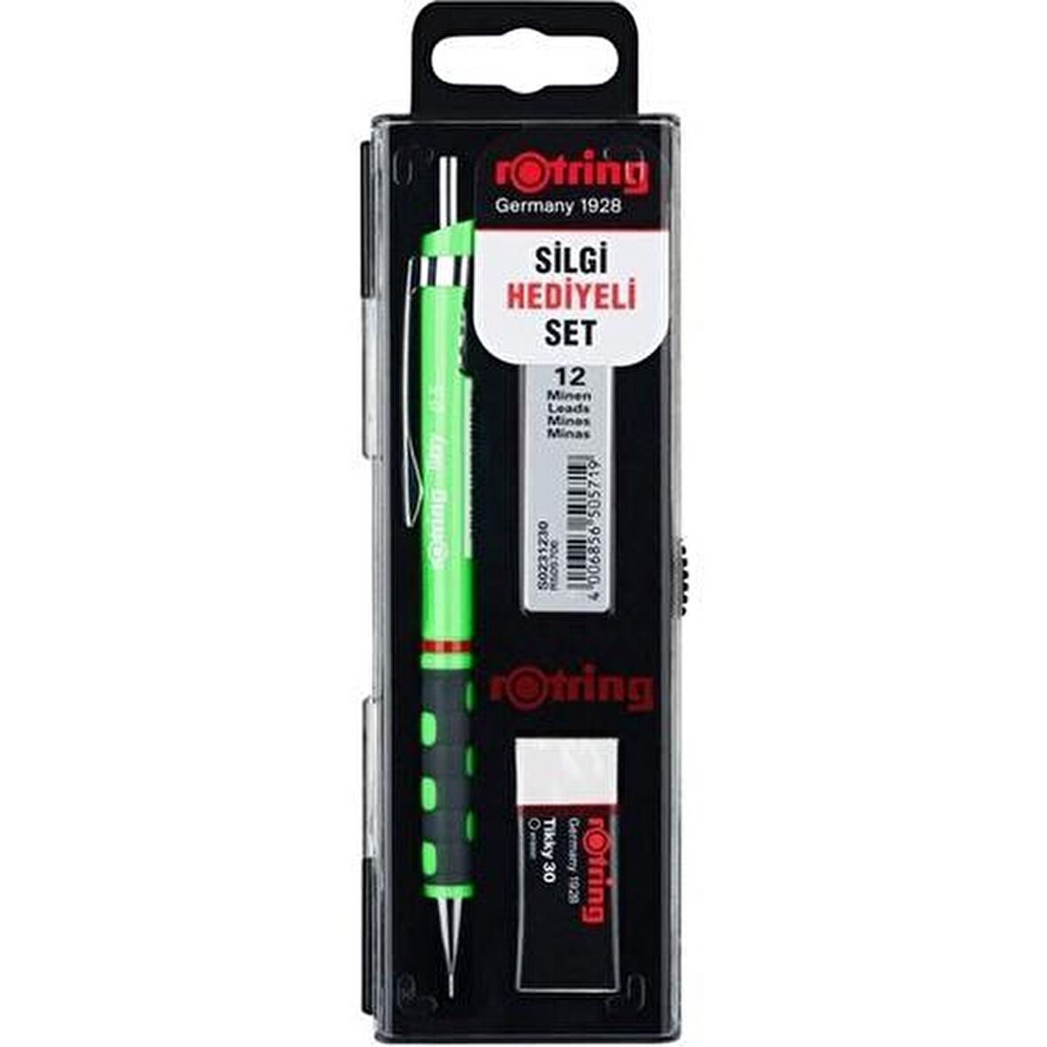 Rotring Tikky Okul Seti 0.5 mm Neon Yeşil Versatil Kalem + Silgi + Uç