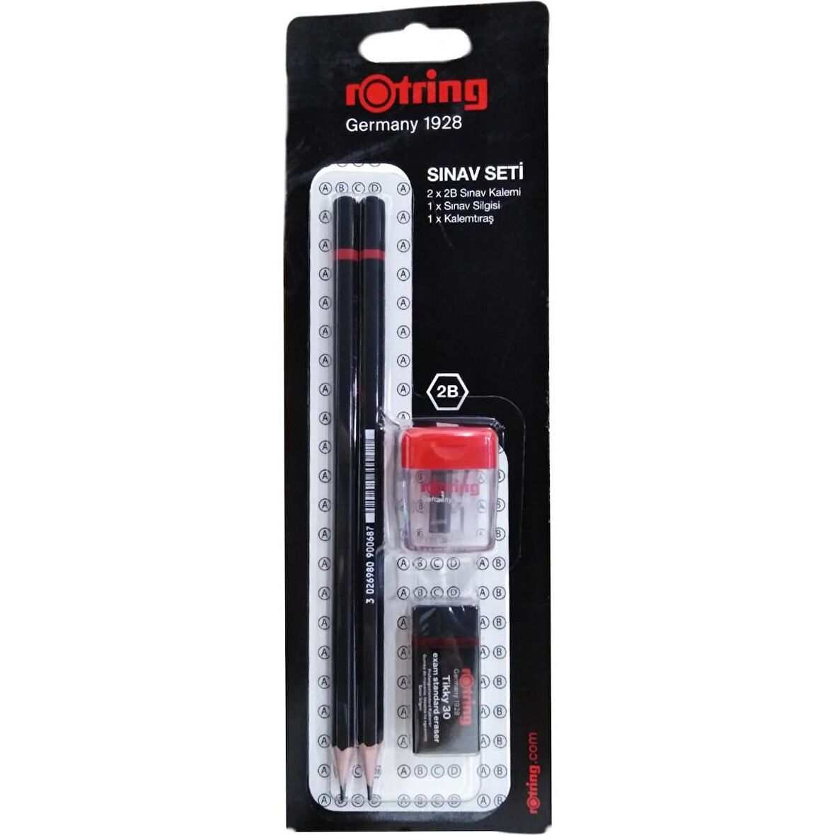 Rotring Exam Sınav Seti 2B Sınav Kalemi 2 li + Silgi + Kalemtıraş