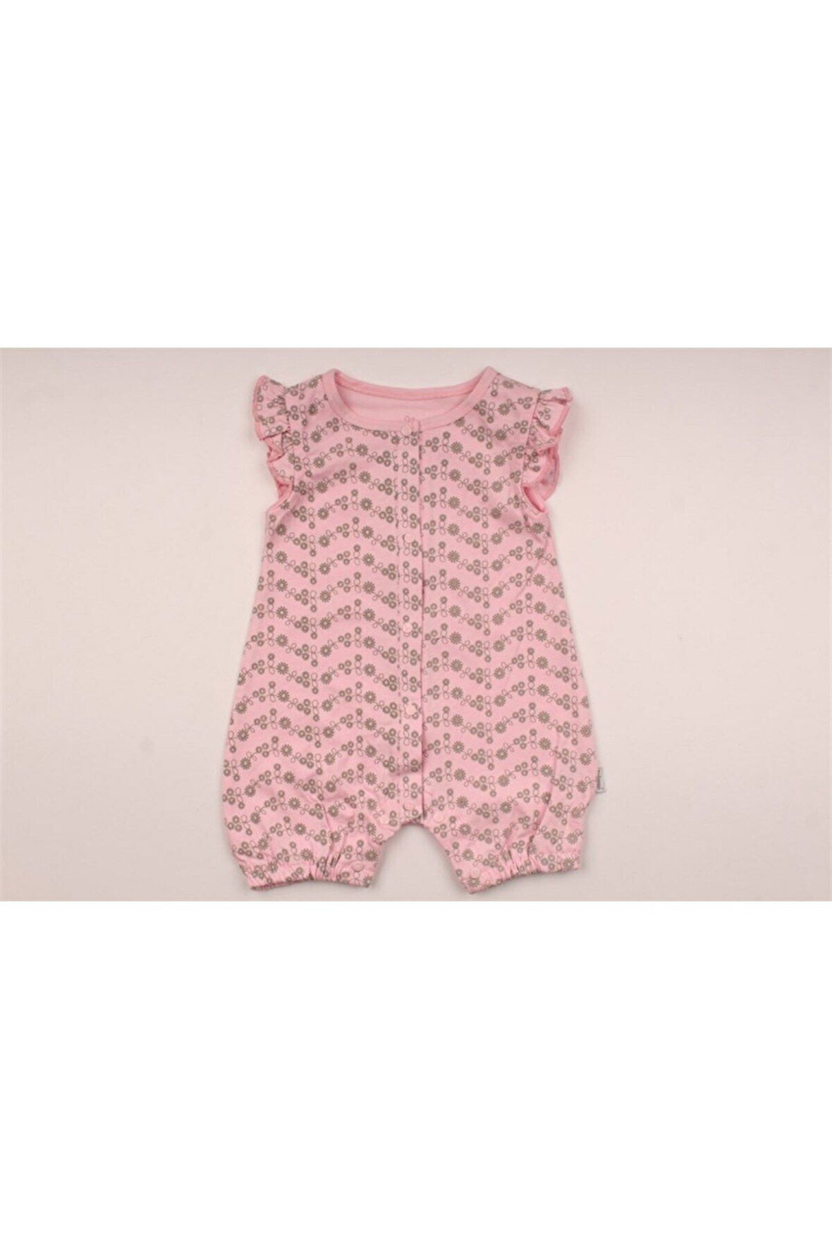 3026 Bçs.bebengo Çiçekli Kısa Kol Tulum 3-9 Ay Pembe