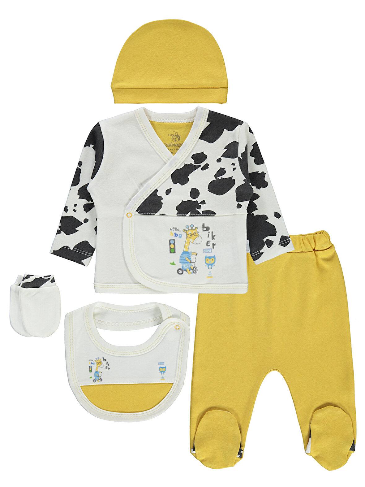 Bebengo Erkek Bebek 5'li Zıbın Takımı  Sarı