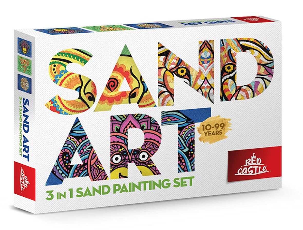 Yetişkin Kum Boyama Seti-Sand Art- Fil, Maymun ve Aslan 3in1 YK-01