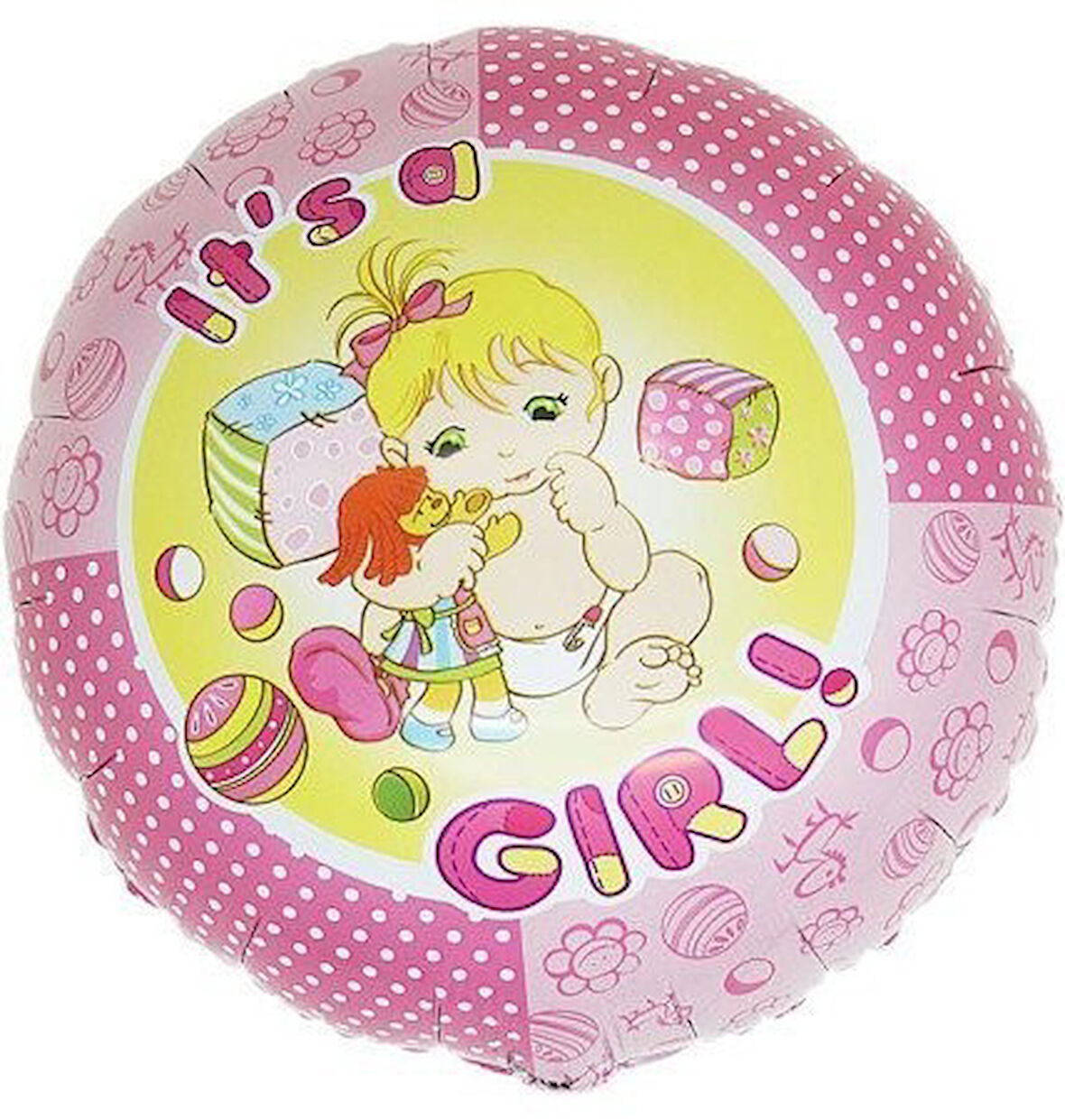 It S A Girlbalon Yuvarlak Folyo Balon 18 inç  10 Adet-Grabo 13125  