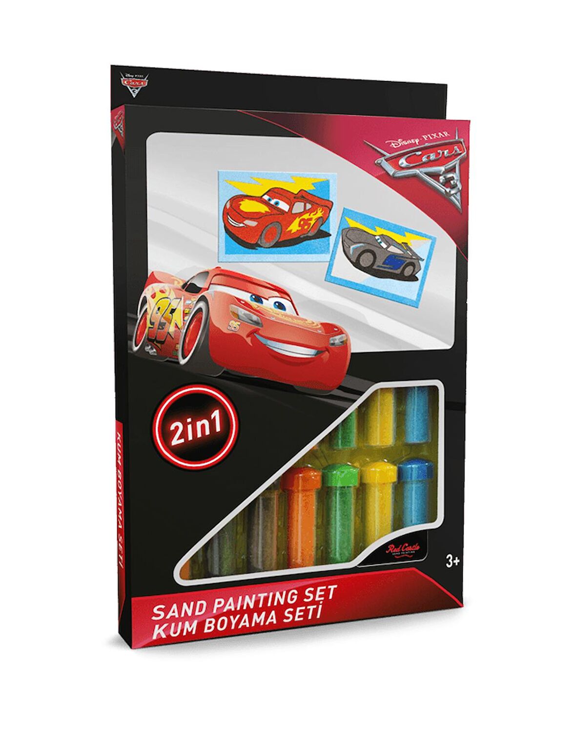 Disney Cars 3 Şimsek McQuenn & Jackson Eğitici ve Eğlenceli Kum Boyama Seti-Red Castle DS-30