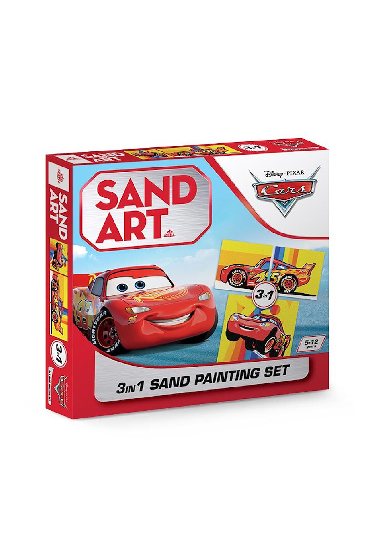 Disney Cars 3 Yetişkin Kum Boyama Aktivite Seti, Sand ART 3 Adet-Red Castle YKL-101