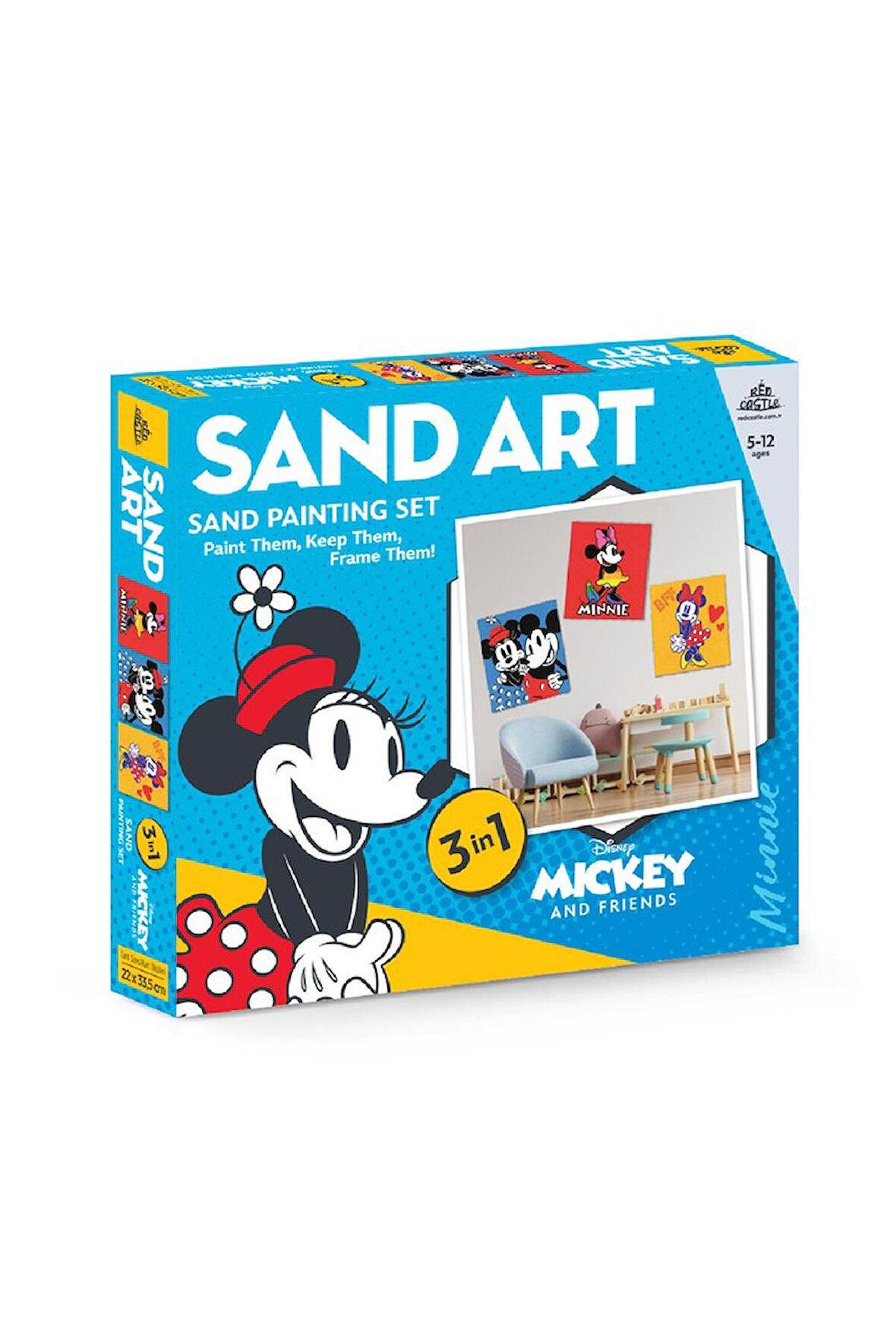 Disney Mikey Minnie and Friends Yetişkin Kum Boyama Aktivite Seti, Sand ART-Red Castle YKL-102